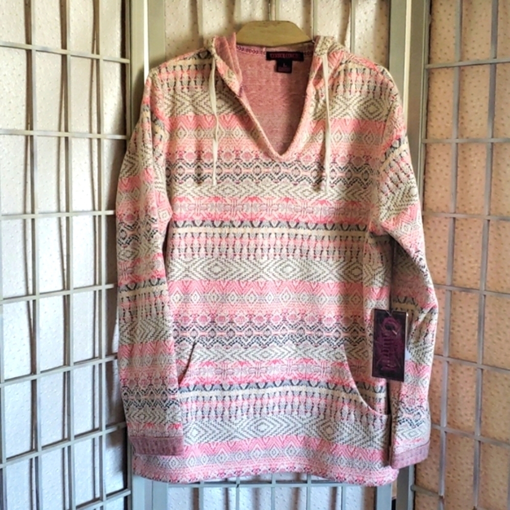 Rock and Roll Cowgirl hoodie textured front pockets tunic Junior L
